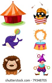 illustration of isolated circus set on white background