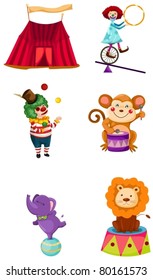 illustration of isolated circus set on white background