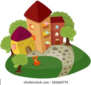 illustration of isolated city house on white background