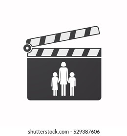 Illustration Of An Isolated Clapper Board With A Female Single Parent Family Pictogram