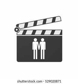 Illustration of an isolated clapper board with a gay couple pictogram