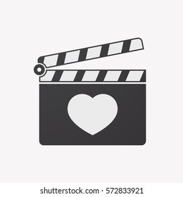 Illustration of an isolated clapper board with a heart