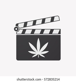 Illustration of an isolated clapper board with a marijuana leaf