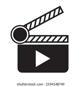 Illustration of an isolated clapper board with a play sign