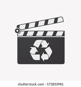 Illustration of an isolated clapper board with a recycle sign