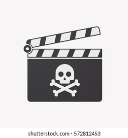 Illustration of an isolated clapper board with a skull