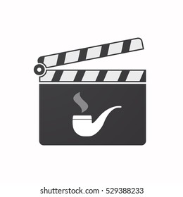 Illustration of an isolated clapper board with a smoking pipe