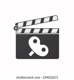 Illustration of an isolated clapper board with a toy crank