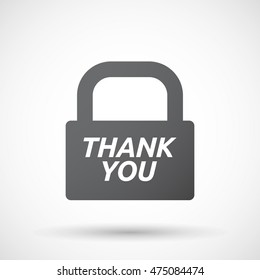 Illustration of an isolated closed lock pad icon with    the text THANK YOU