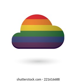  Illustration of an isolated cloud  with a gay pride flag