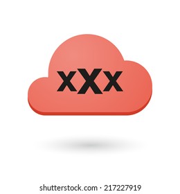 illustration of an isolated cloud  with a triple x sign