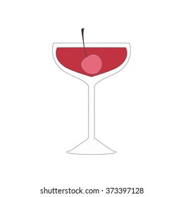 Illustration of Isolated Cocktail with cherry. Manhattan cocktail. Vector.
