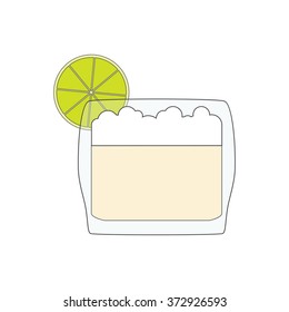 Illustration of Isolated Cocktail with Lime. Pisco Sour Cocktail. Vector.
