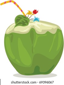 illustration of isolated coconut water drink  on white