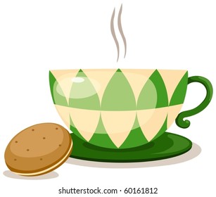 illustration of isolated coffee cup with biscuits on white background