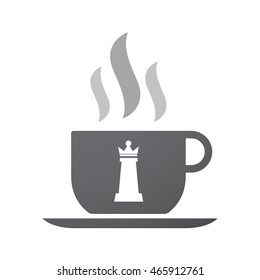 Illustration of an isolated coffee cup icon with a  queen   chess figure