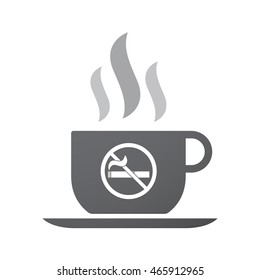 Illustration of an isolated coffee cup icon with  a no smoking sign