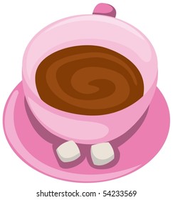 illustration of isolated  of coffee cup with sugar on white background
