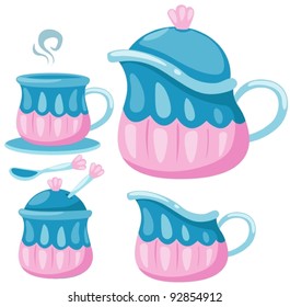 illustration of isolated coffee set on white background