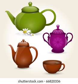 Illustration of isolated coffee set or tea set