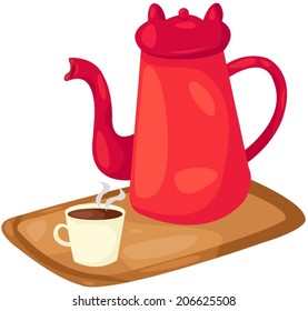 illustration of isolated coffee or tea pot and a cup