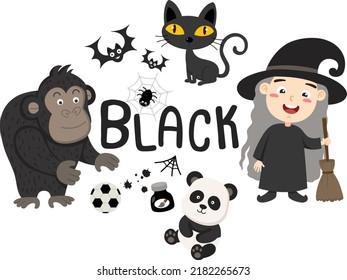 Illustration of isolated color black group vector