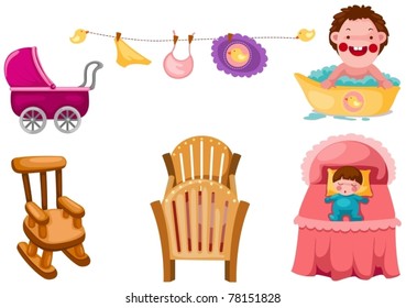 illustration of isolated colorful baby set on white background