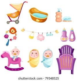 illustration of isolated colorful baby set on white background