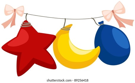 illustration of isolated colorful  balloons with ribbon on white