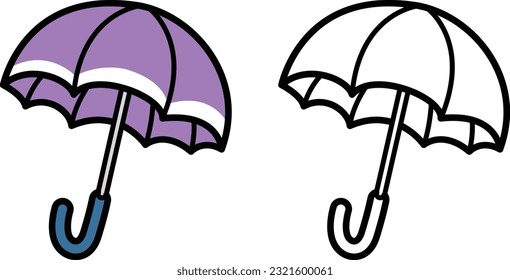 Illustration of isolated colorful and black and white umbrella