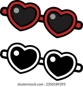 Illustration of isolated colorful and black and white sunglass
