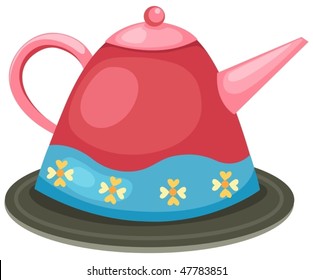 illustration of isolated colorful coffee pot on white