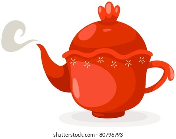 illustration of isolated colorful coffee pot or tea pot on white
