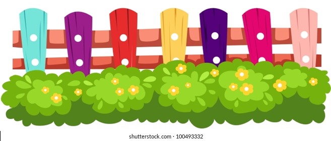illustration of isolated colorful fence on white