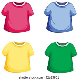 illustration of isolated colorful T-shirt set on white background