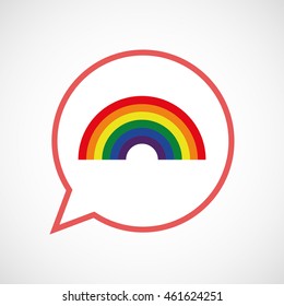 Illustration of an isolated comic balloon line art icon with a rainbow
