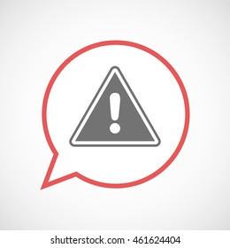 Illustration of an isolated comic balloon line art icon with a warning signal