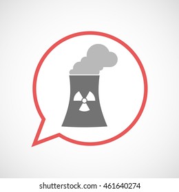 Illustration of an isolated comic balloon line art icon with a nuclear power station