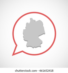 Illustration of an isolated comic balloon line art icon with  a map of Germany