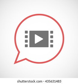 Illustration of an isolated comic balloon with a multimedia sign
