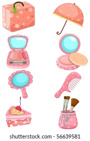 illustration of isolated cosmetic set on white background