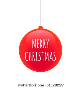 Illustration of an isolated cristal christmas ball icon with    the text MERRY CHRISTMAS