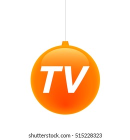 Illustration of an isolated cristal christmas ball icon with    the text TV