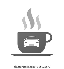 Illustration of an isolated cup of coffee with a car