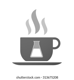 Illustration of an isolated cup of coffee with a chemical test tube