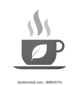Illustration of an isolated cup of coffee with a leaf