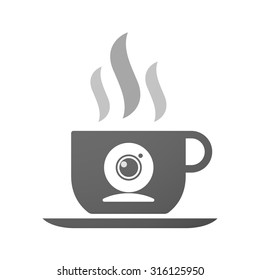 Illustration of an isolated cup of coffee with a web cam