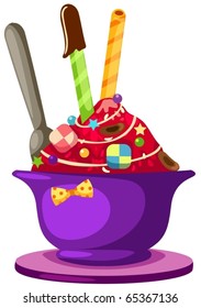 illustration of isolated a cup of ice cream on white