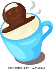 illustration of isolated cup of milk with chocolate