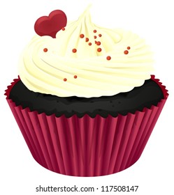 Illustration of an isolated cupcake on a white